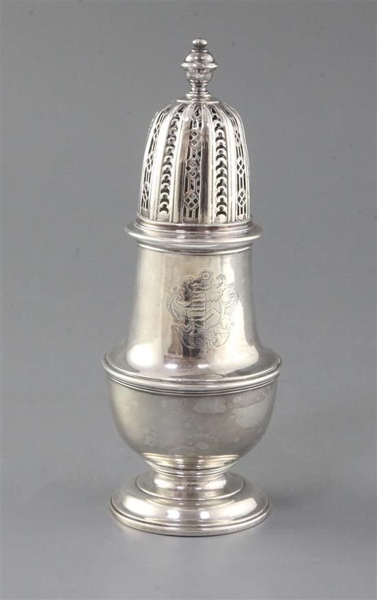 A George I silver sugar caster by Thomas Bamford, 13 oz.